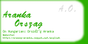 aranka orszag business card